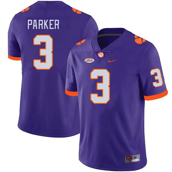 Men #3 T.J. Parker Clemson Tigers College Football Jerseys Stitched-Purple